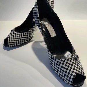 Marc Jacobs Peep Toe Checkered Print Heel